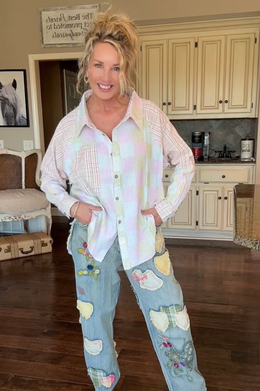 Seersucker Button Down Blouse