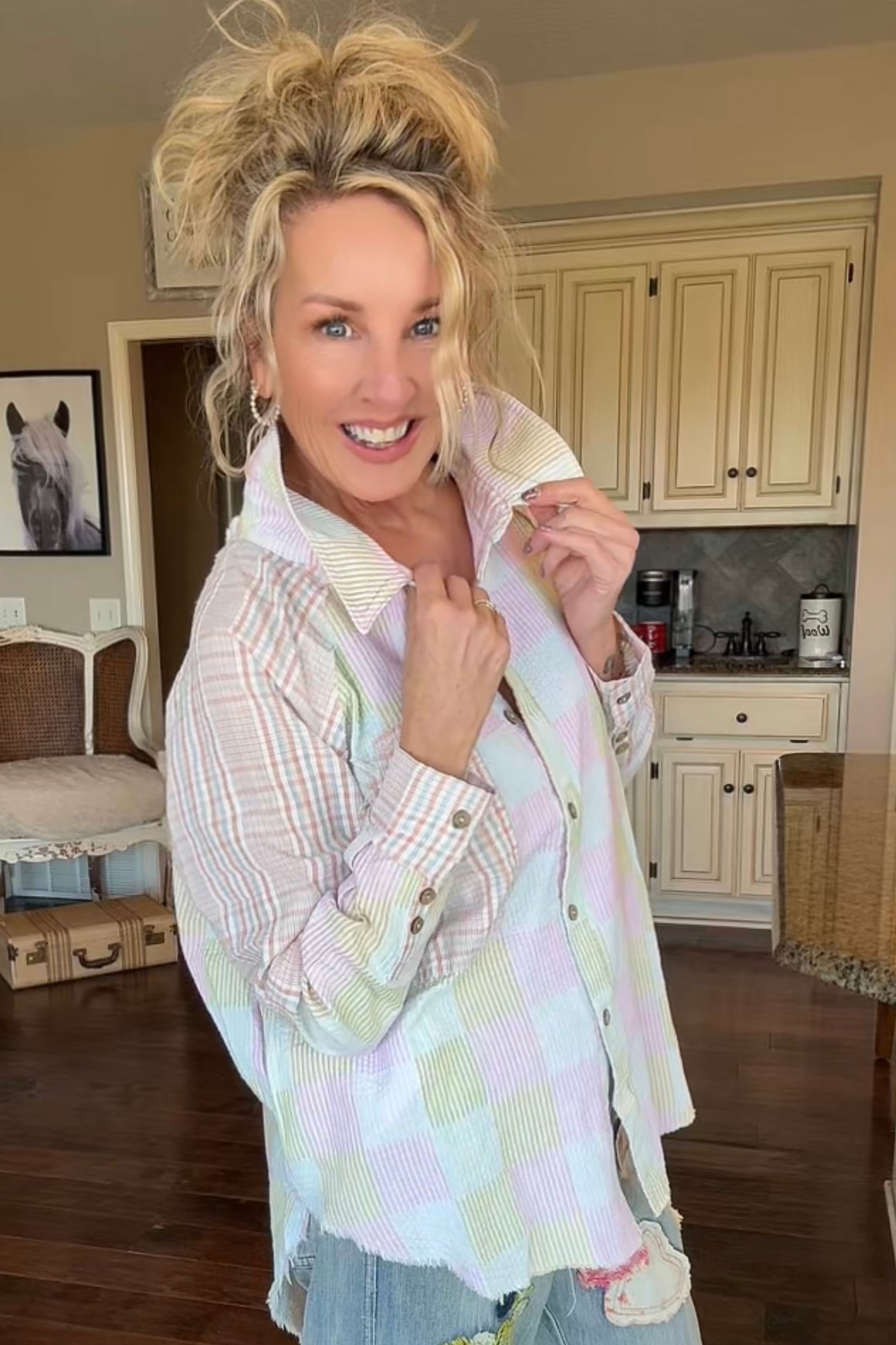 Seersucker Button Down Blouse