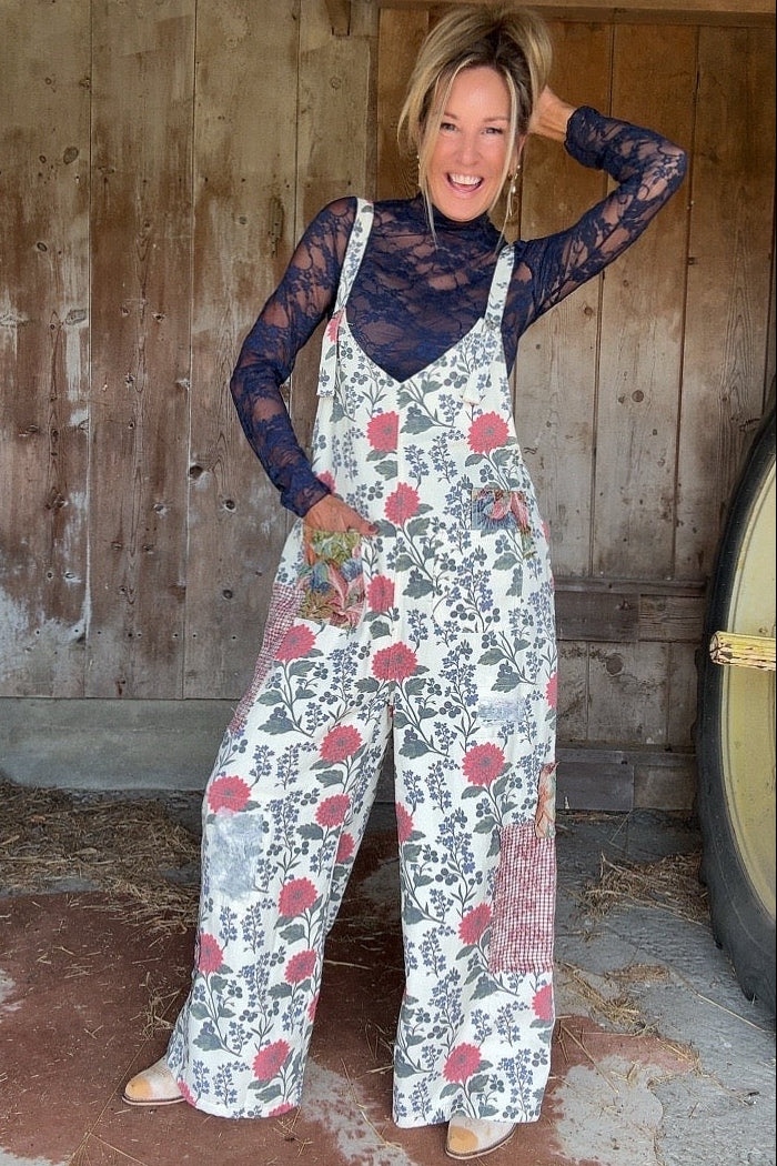Storybook Garden Cotton Overalls