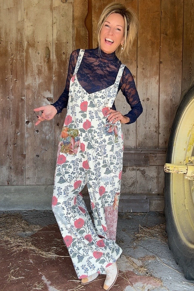 Storybook Garden Cotton Overalls
