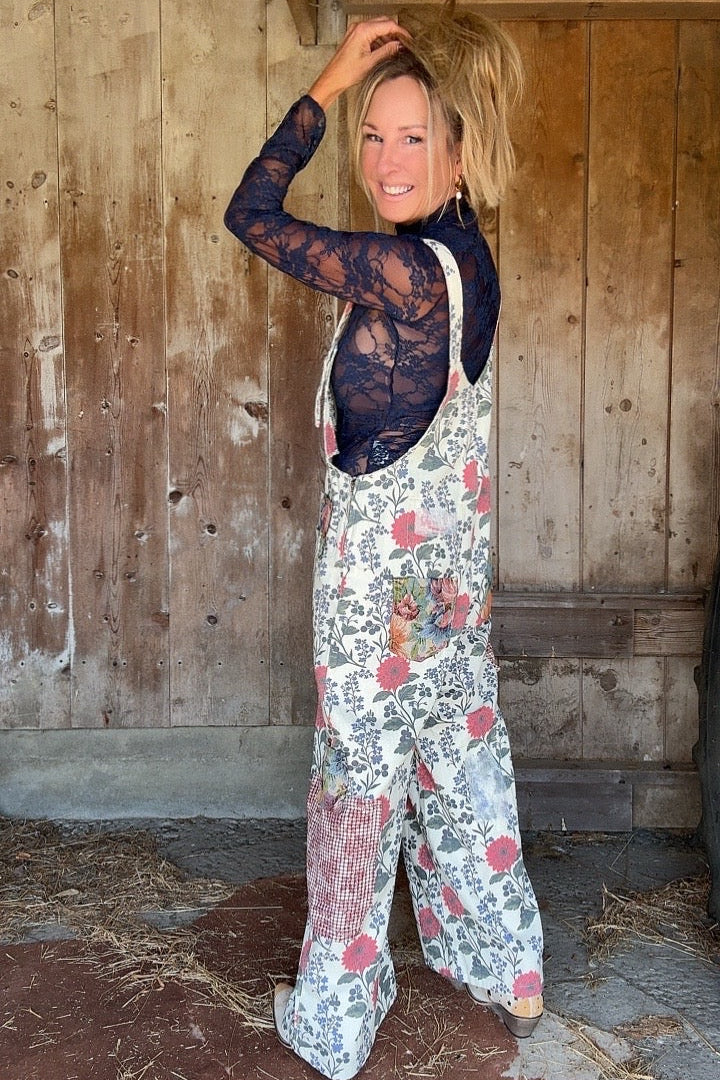 Storybook Garden Cotton Overalls