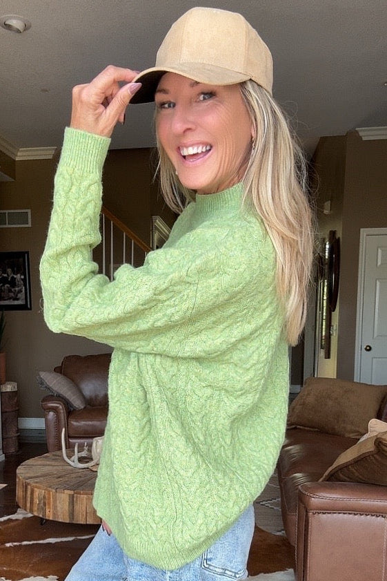 Morning Matcha Cable Knit Sweater