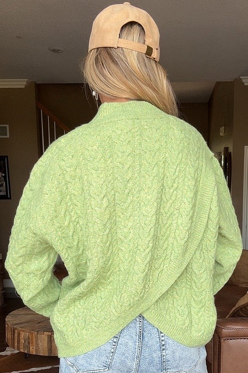 Morning Matcha Cable Knit Sweater