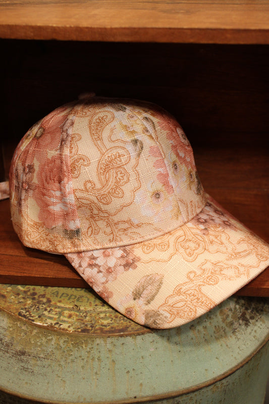 Flowers Above Peach And Pink Ball Cap