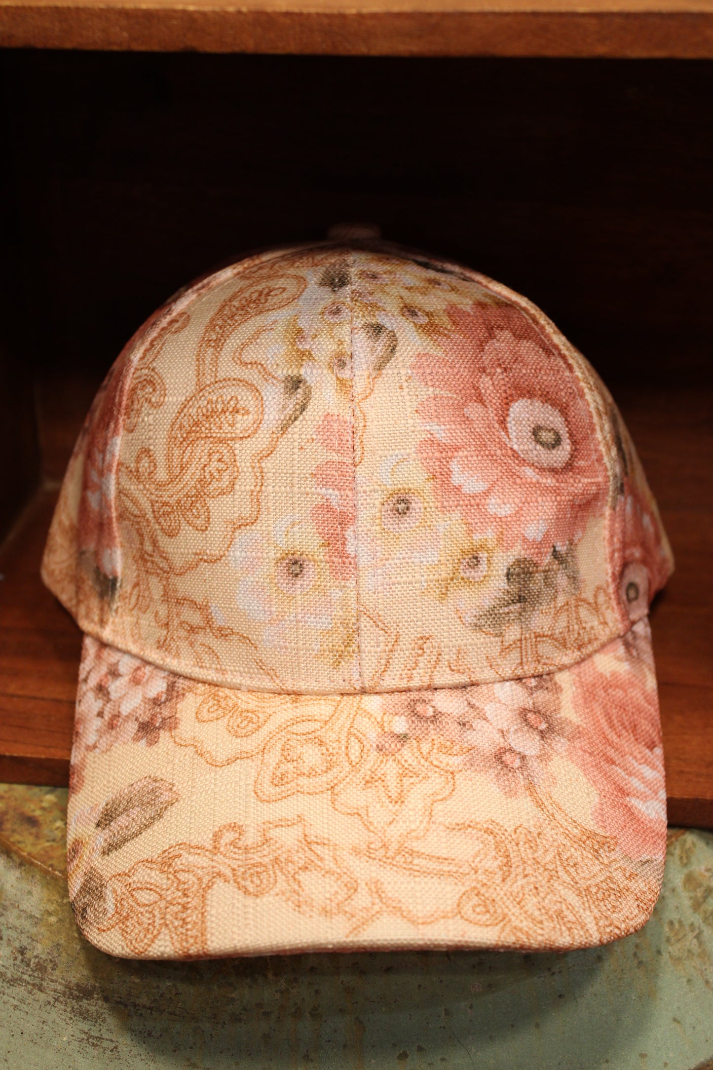 Flowers Above Peach And Pink Ball Cap