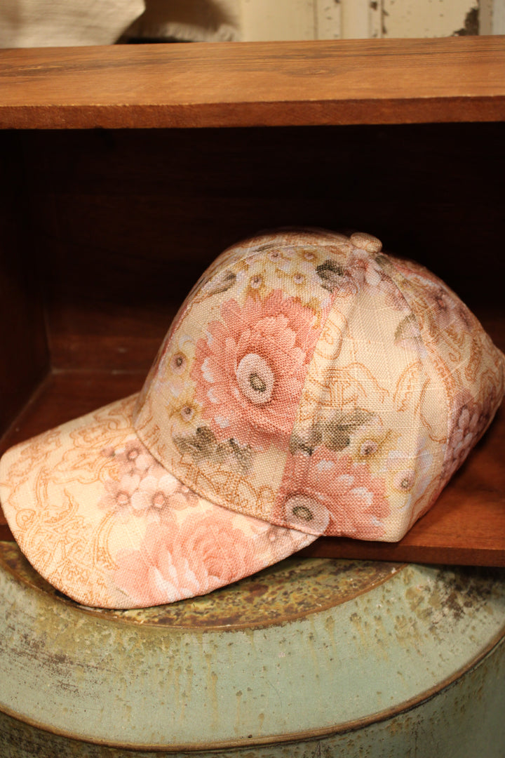 Flowers Above Peach And Pink Ball Cap