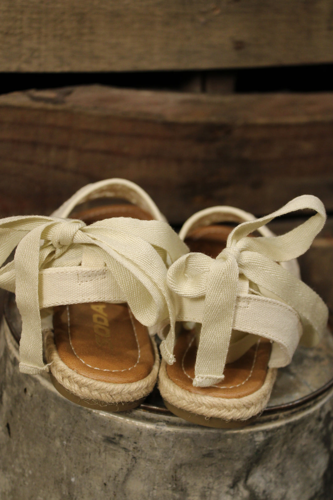 Renata Cotton Macrame Upper Lace Up Sandals