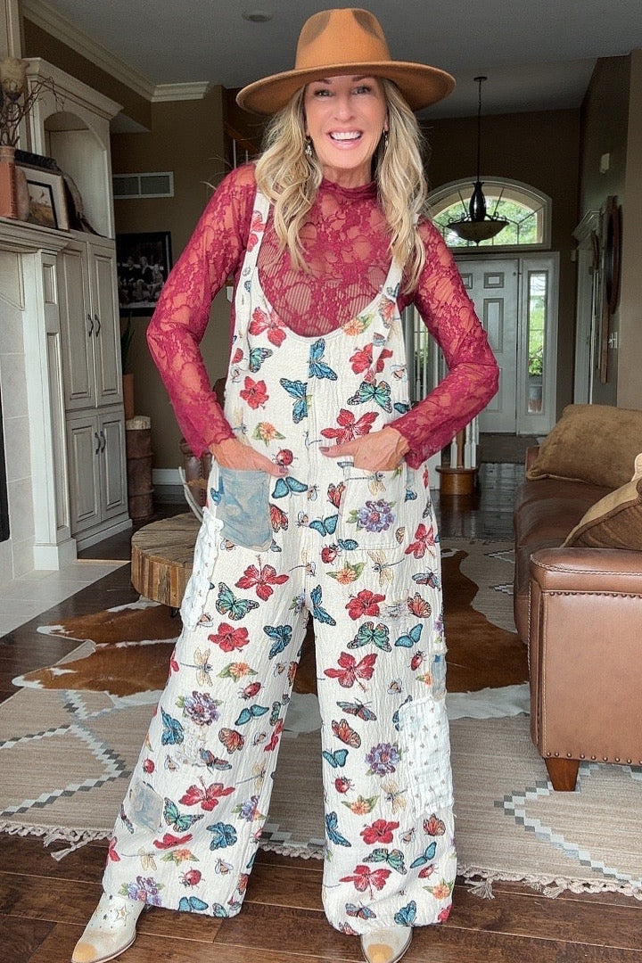 Fluttercream Cotton Overalls