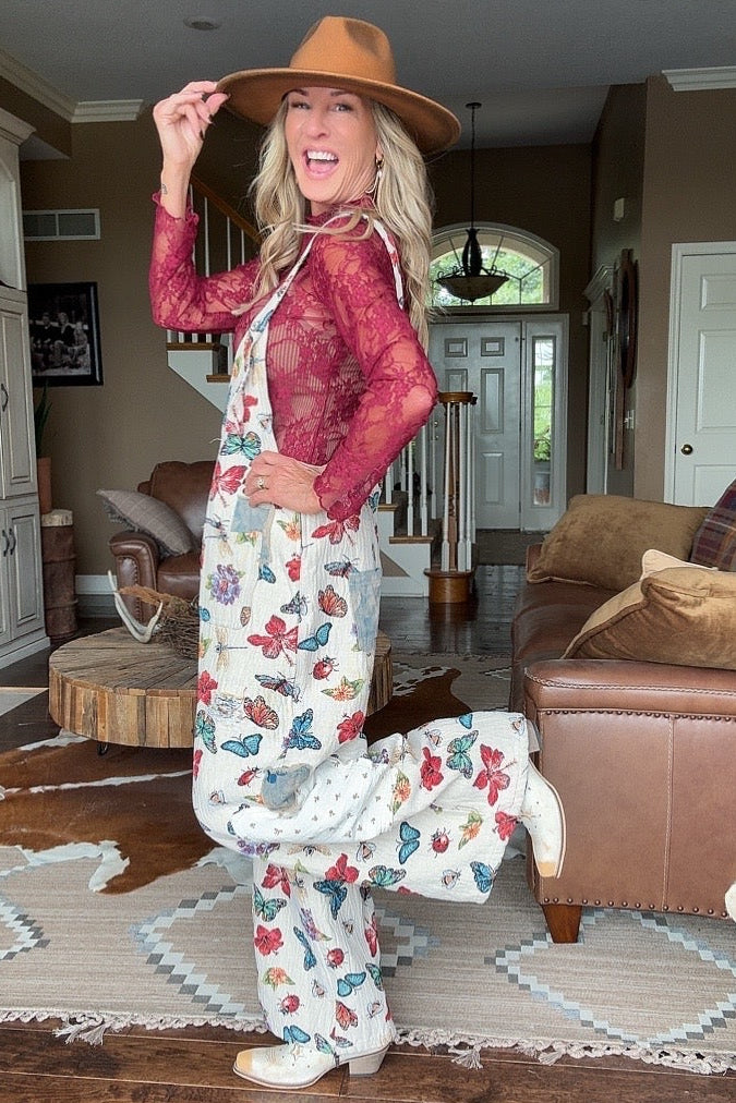 Fluttercream Cotton Overalls