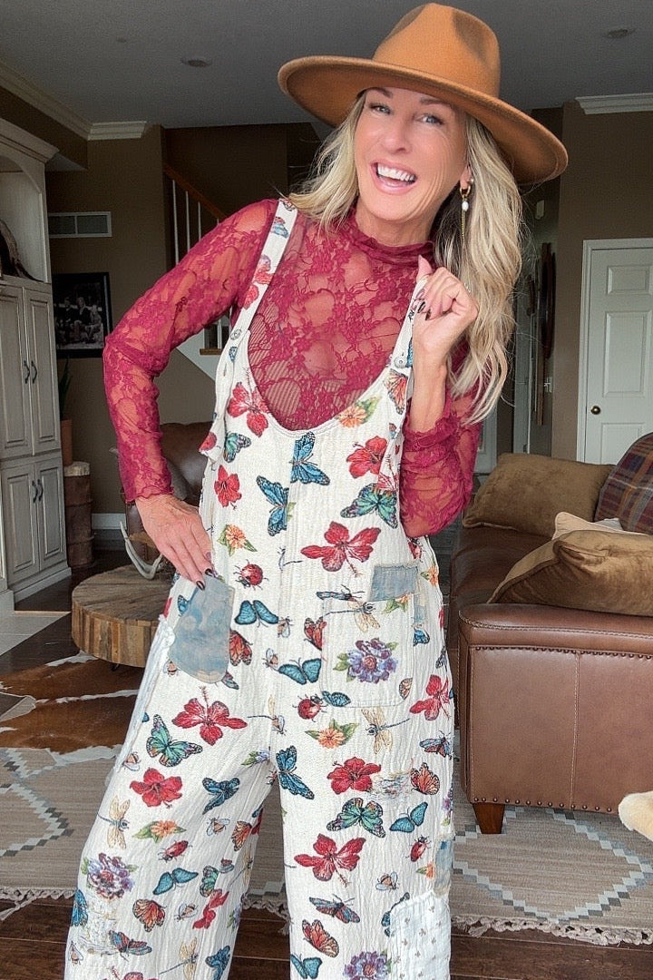 Fluttercream Cotton Overalls