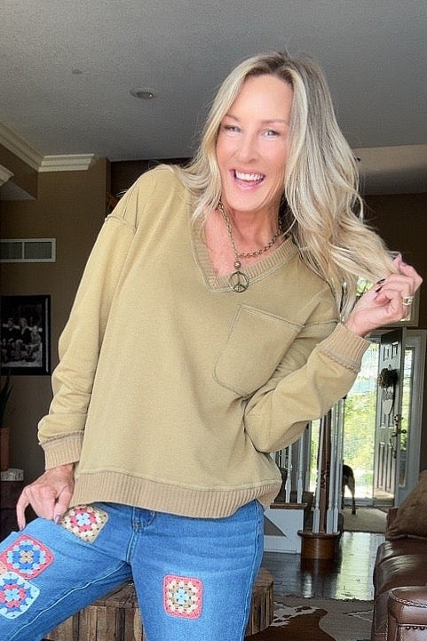 Olive Grove Causal Top