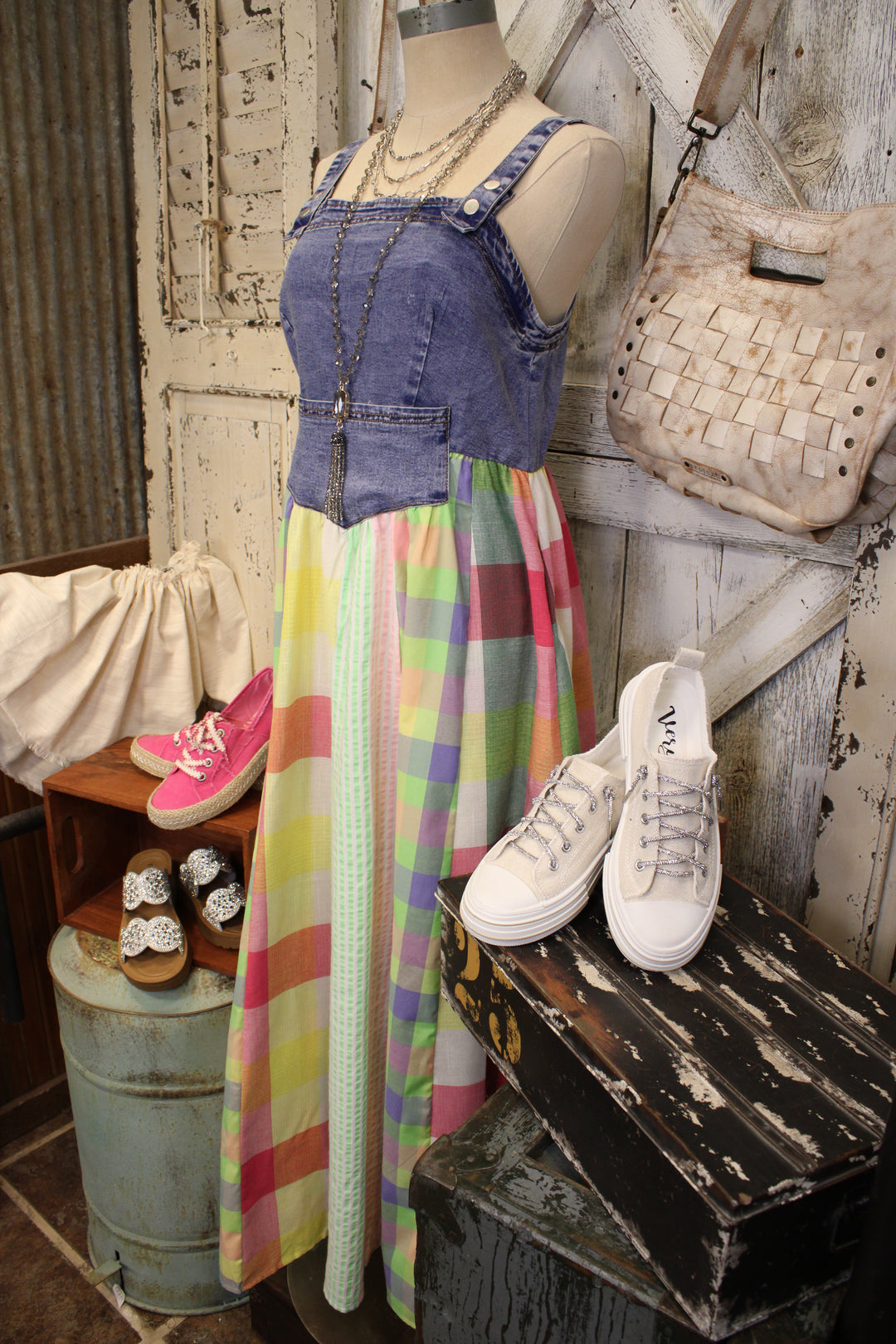 Rainbow Prairie Overall Dress