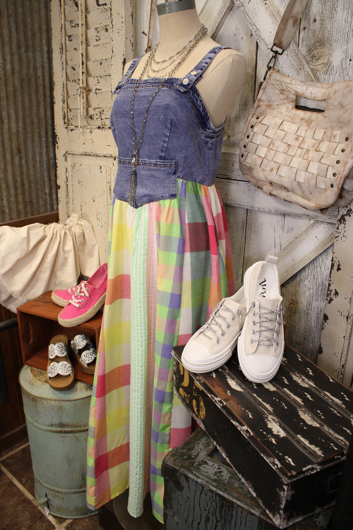 Rainbow Prairie Overall Dress