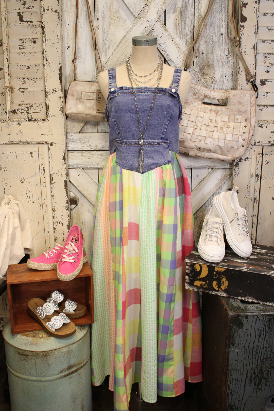 Rainbow Prairie Overall Dress