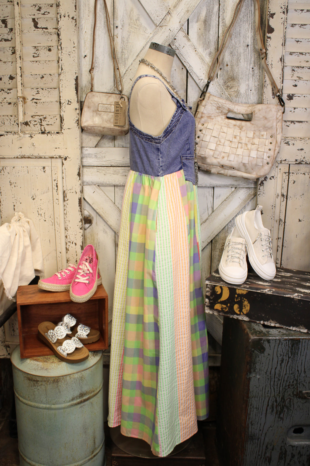 Rainbow Prairie Overall Dress