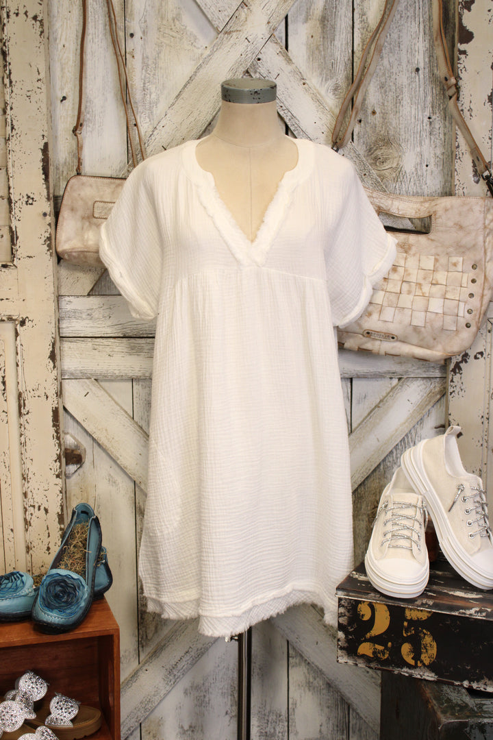 Simple And Sweet White Gauze Dress