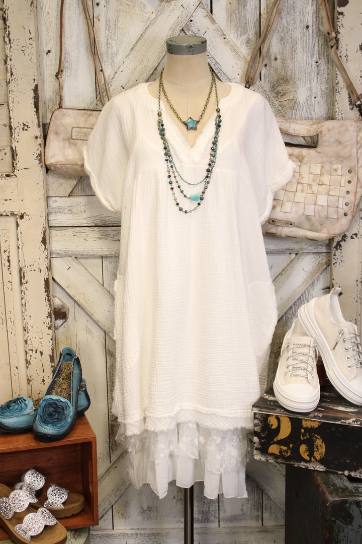 Simple And Sweet White Gauze Dress