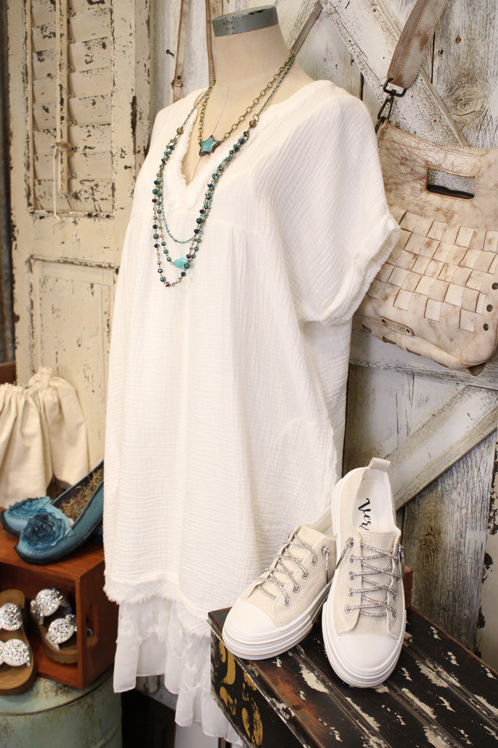 Simple And Sweet White Gauze Dress