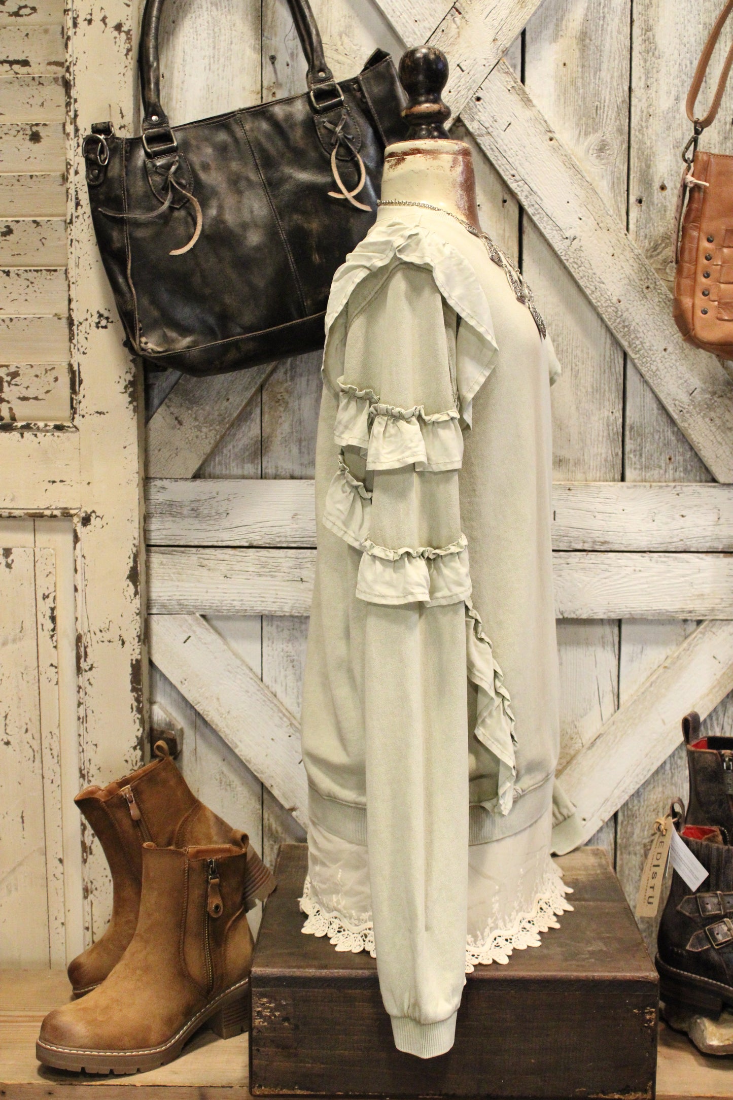 Subtle Sage Ruffle Sweatshirt