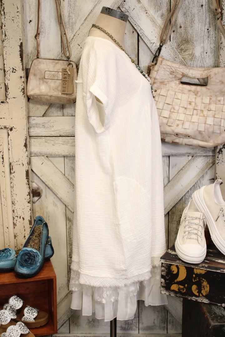 Simple And Sweet White Gauze Dress