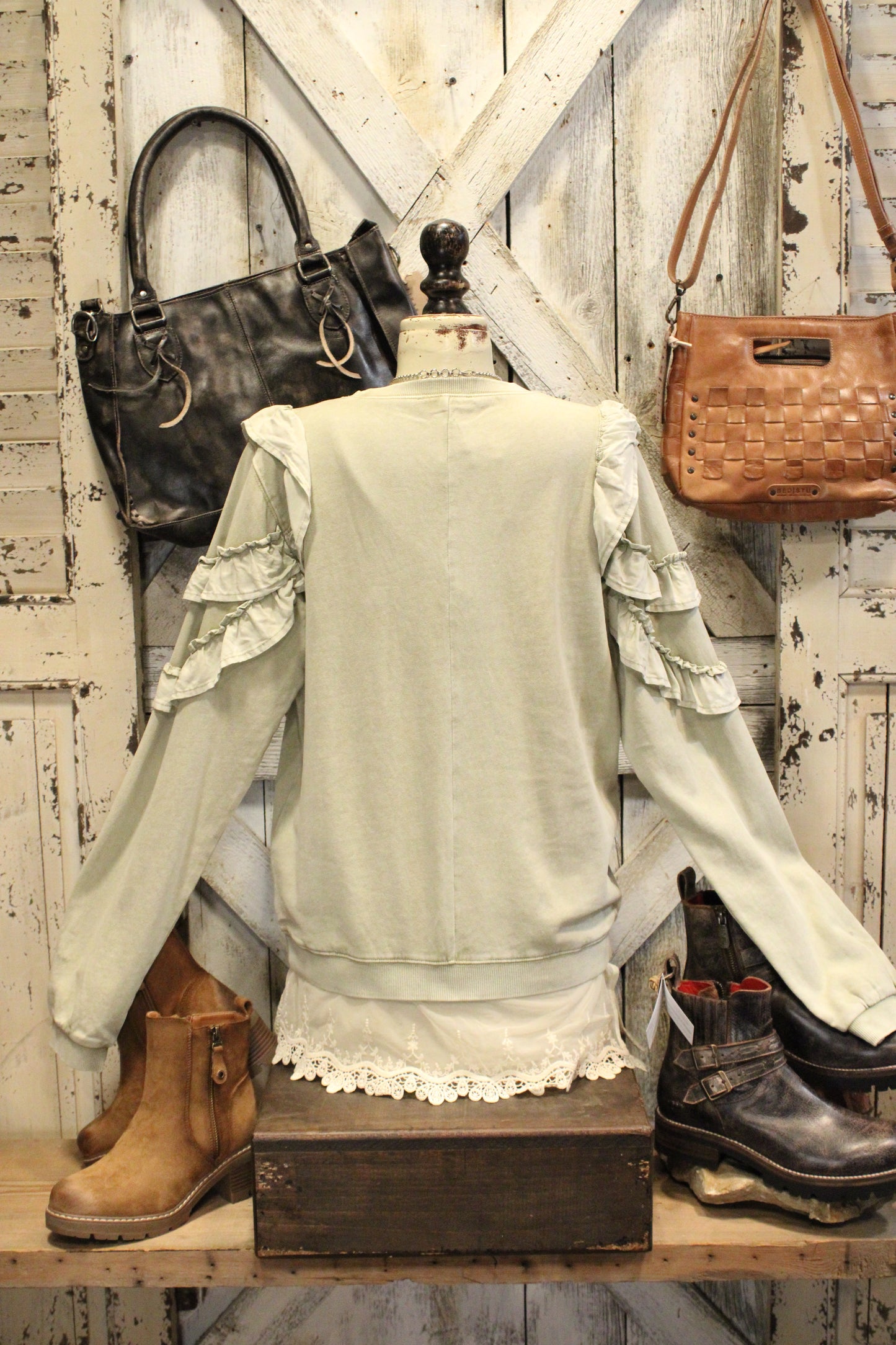 Subtle Sage Ruffle Sweatshirt