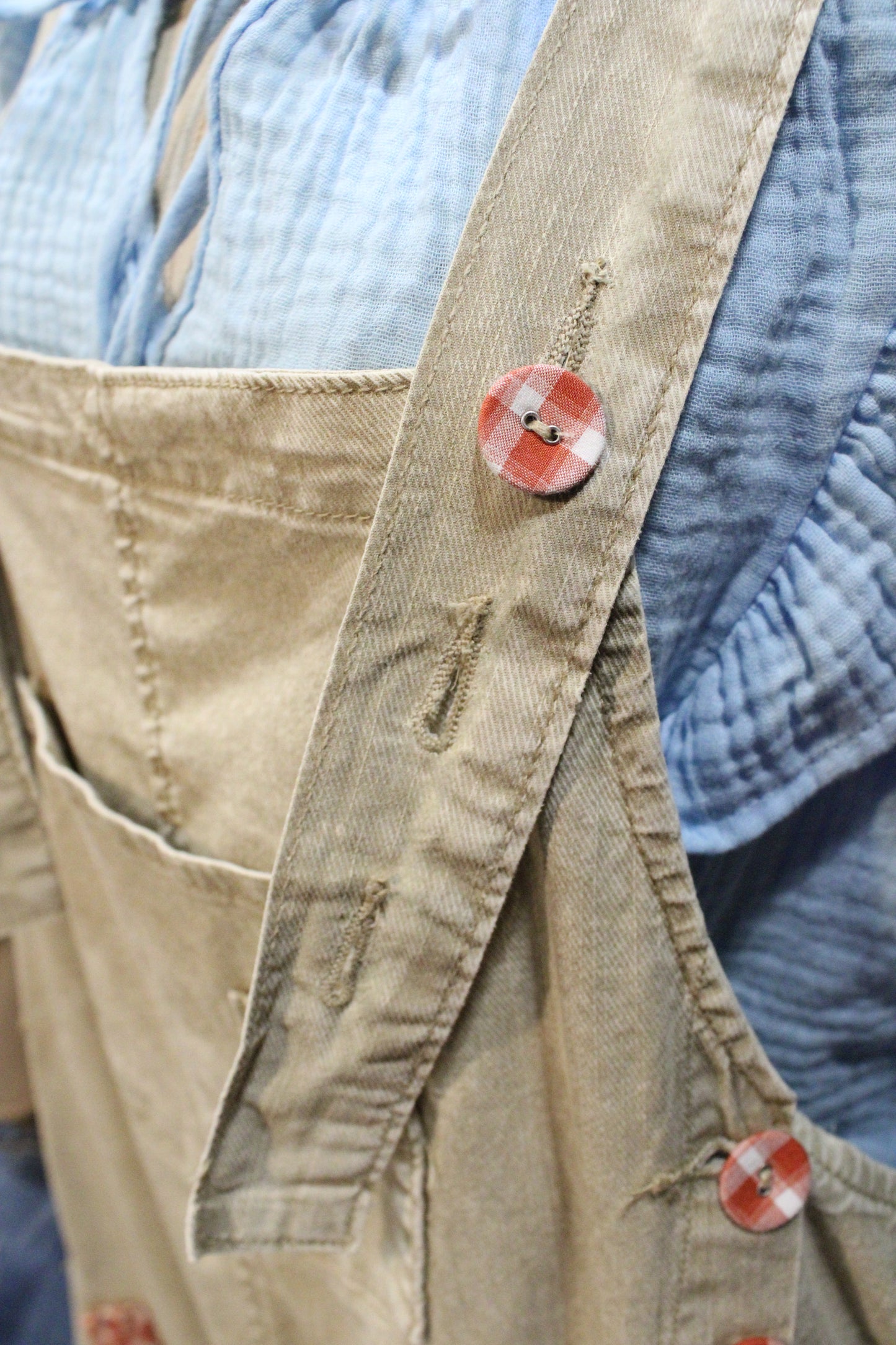 Flower Patch Khaki Overalls
