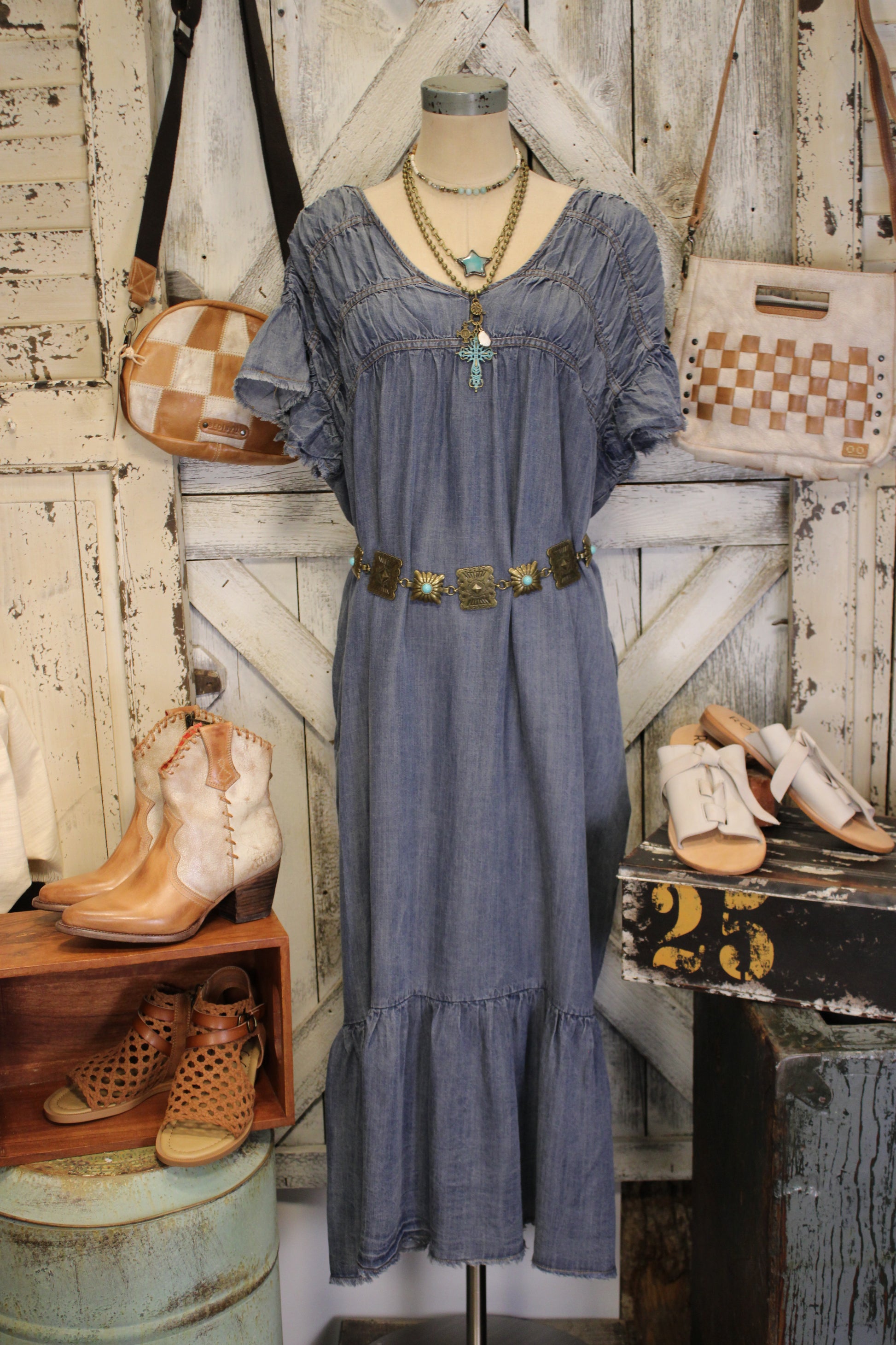Relaxed Days Denim Dress Farm Girls Fancy Frills Relaxed Days Denim Dress Farm Girls Fancy Frills