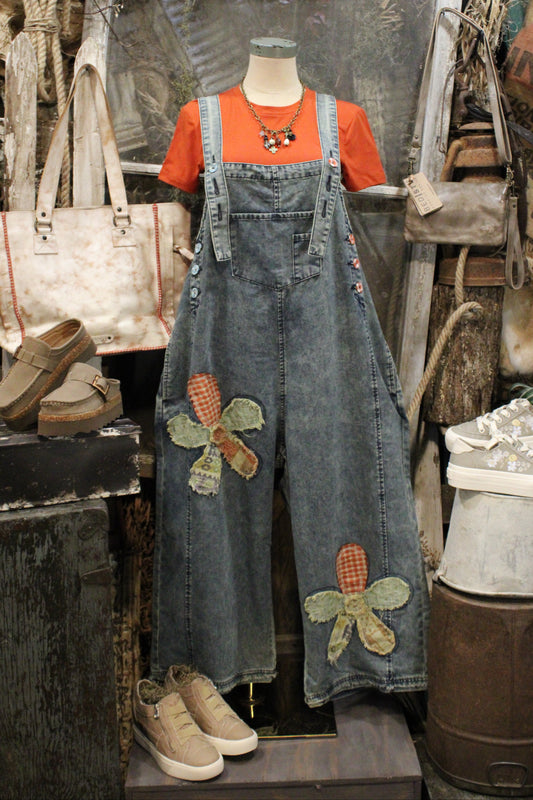 Flower Patch Denim Overalls