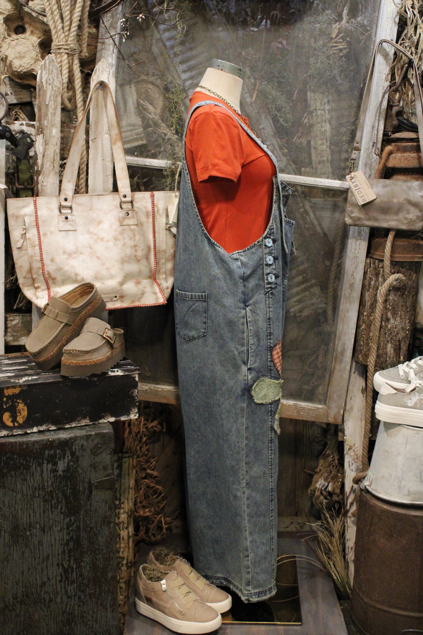 Flower Patch Denim Overalls