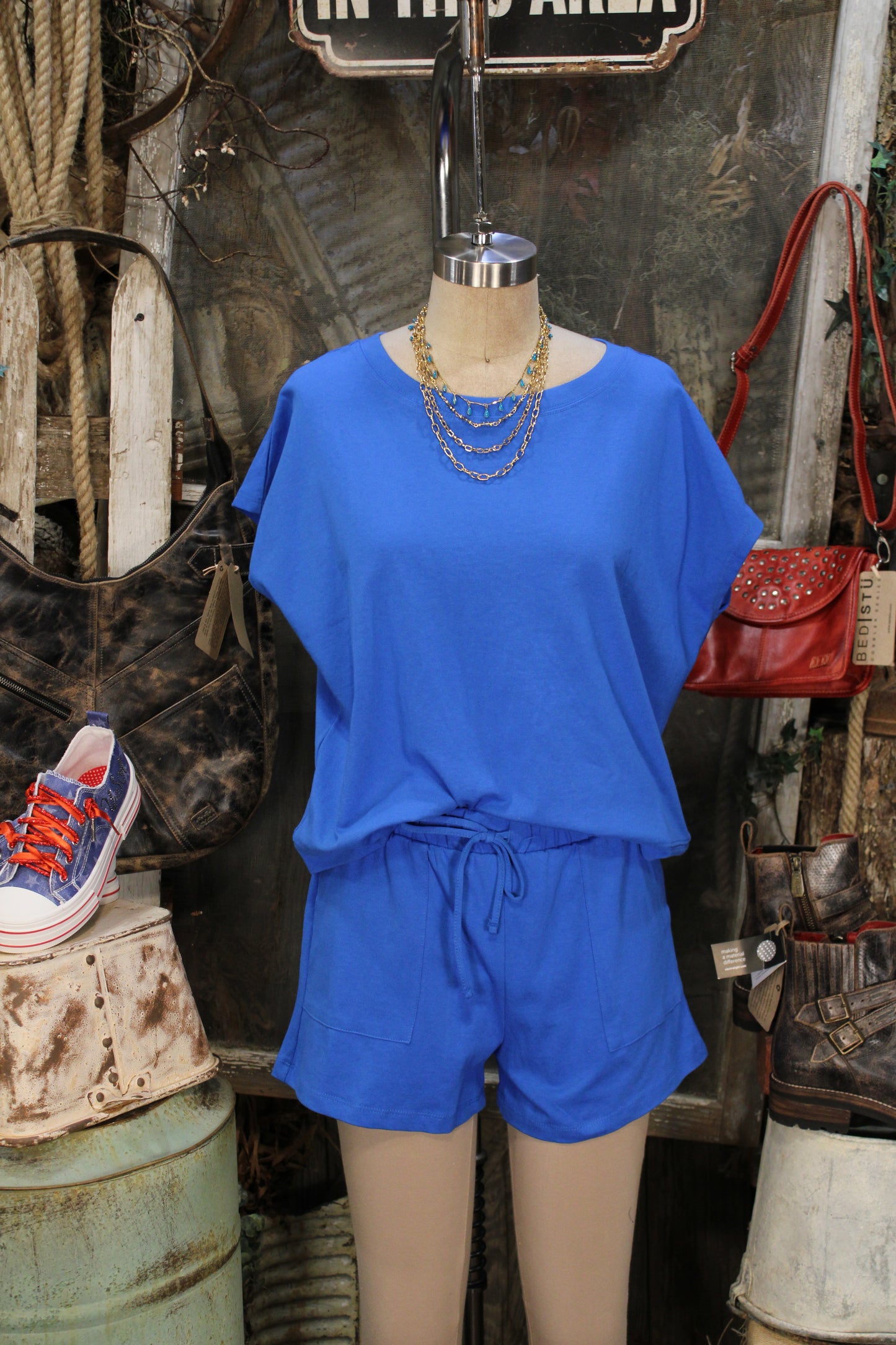 Relaxed Rhythm Cotton Ocean Blue Lounge Set