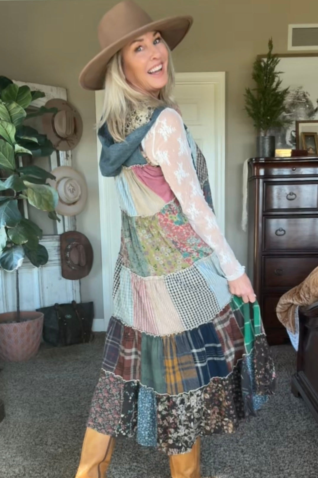 Meadow Bloom Sleeveless Hooded Jacket