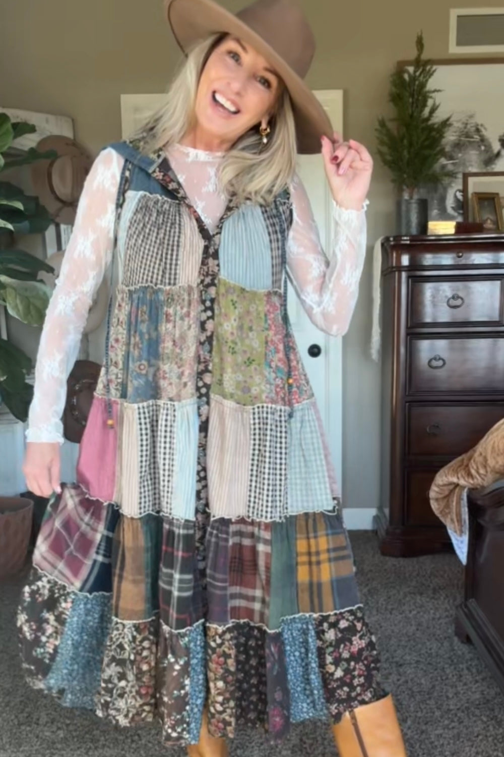 Meadow Bloom Sleeveless Hooded Jacket