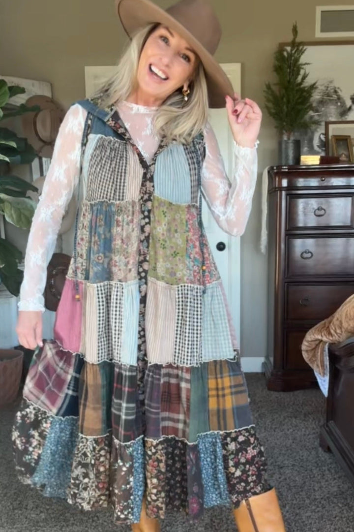 Meadow Bloom Sleeveless Hooded Jacket