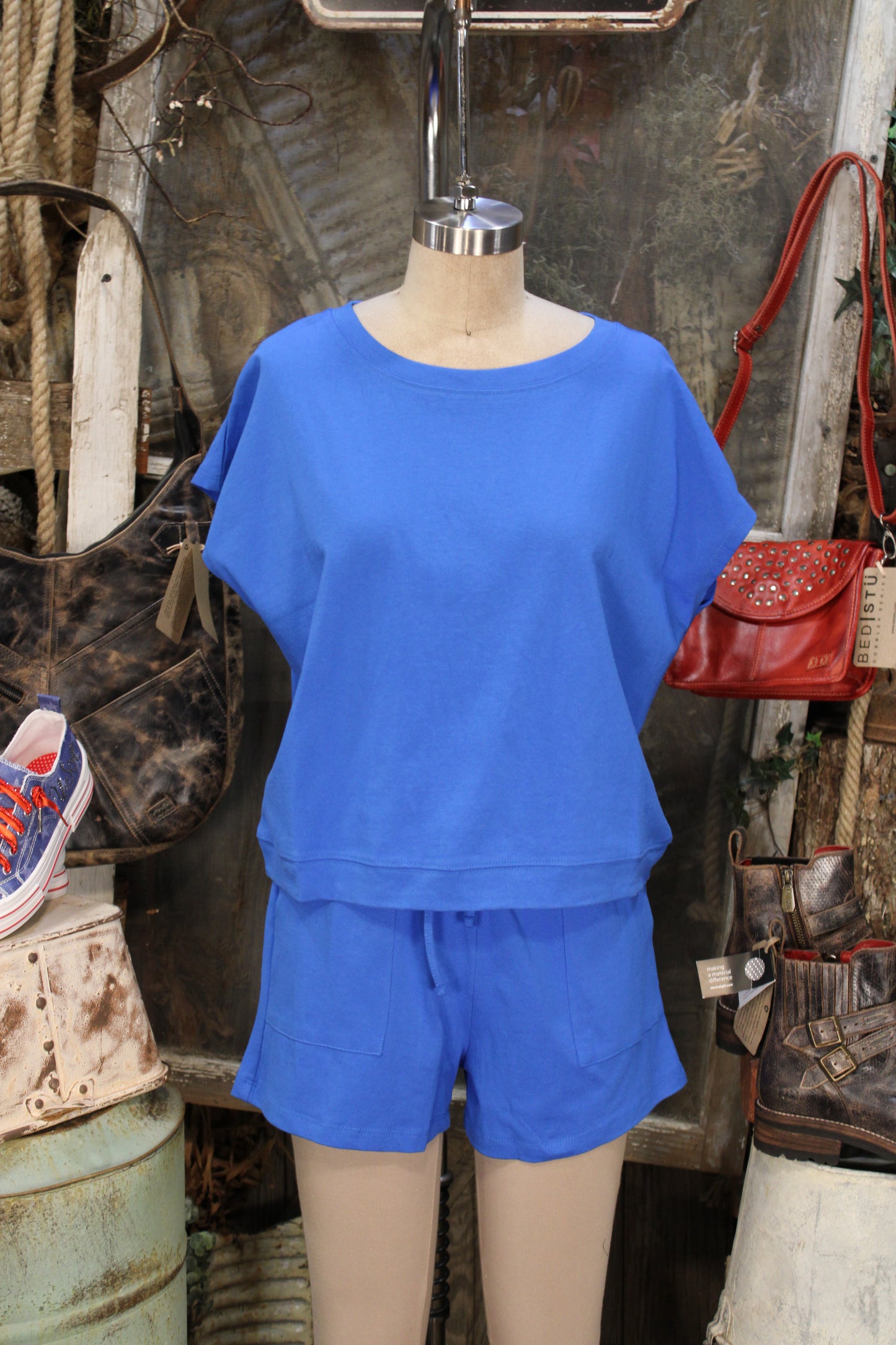 Relaxed Rhythm Cotton Ocean Blue Lounge Set