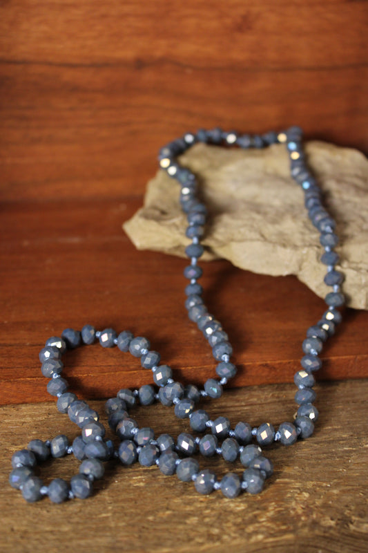 Sparkle And Shine Short Dusty Blue Necklace