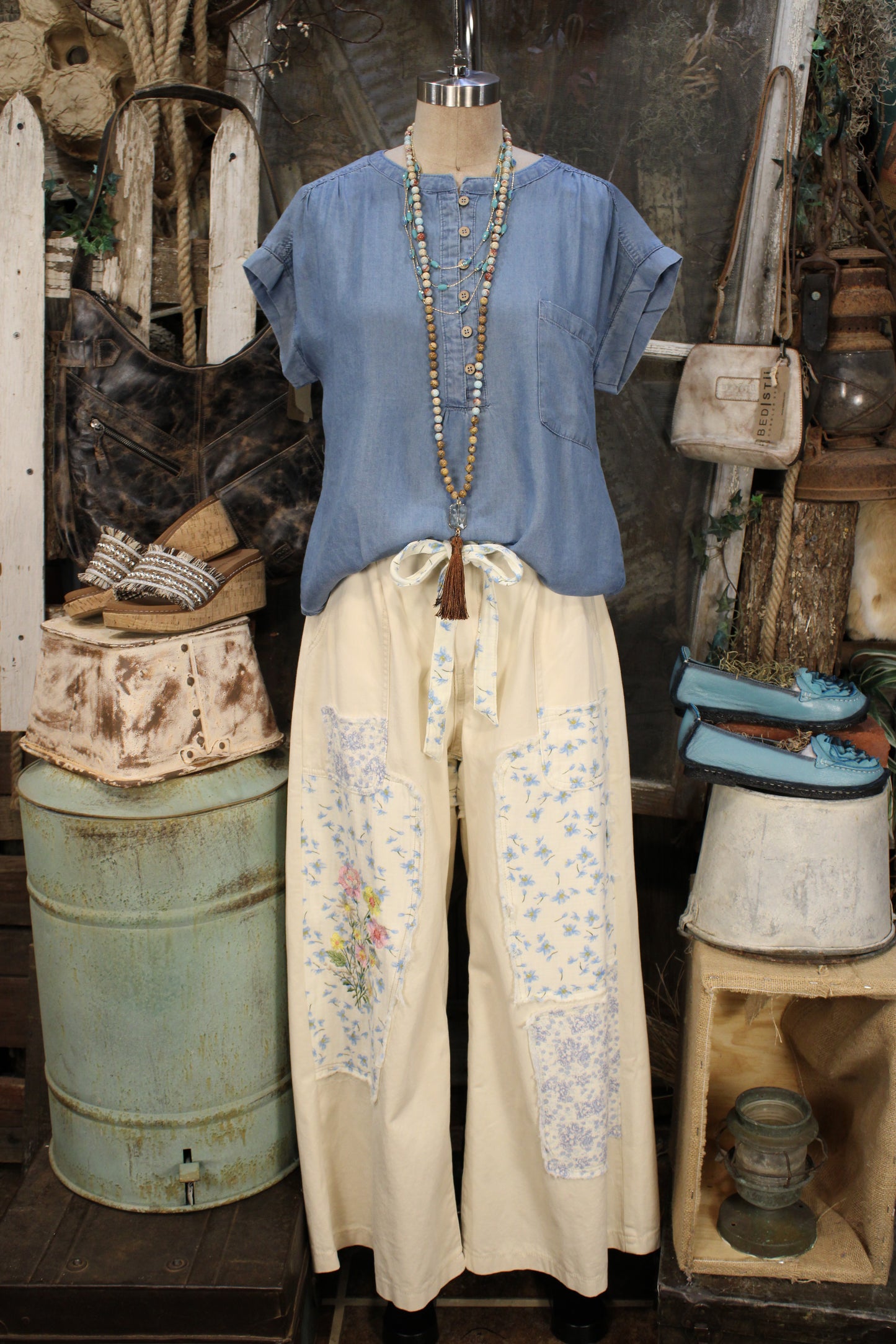 Worn Petals Patch Pants