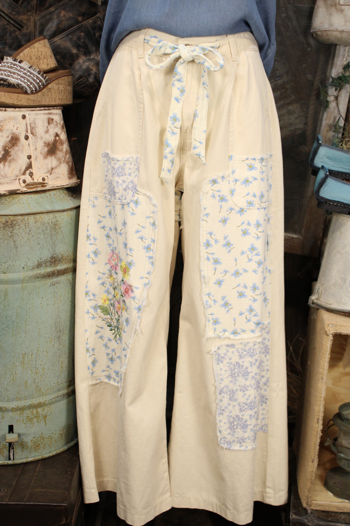 Worn Petals Patch Pants