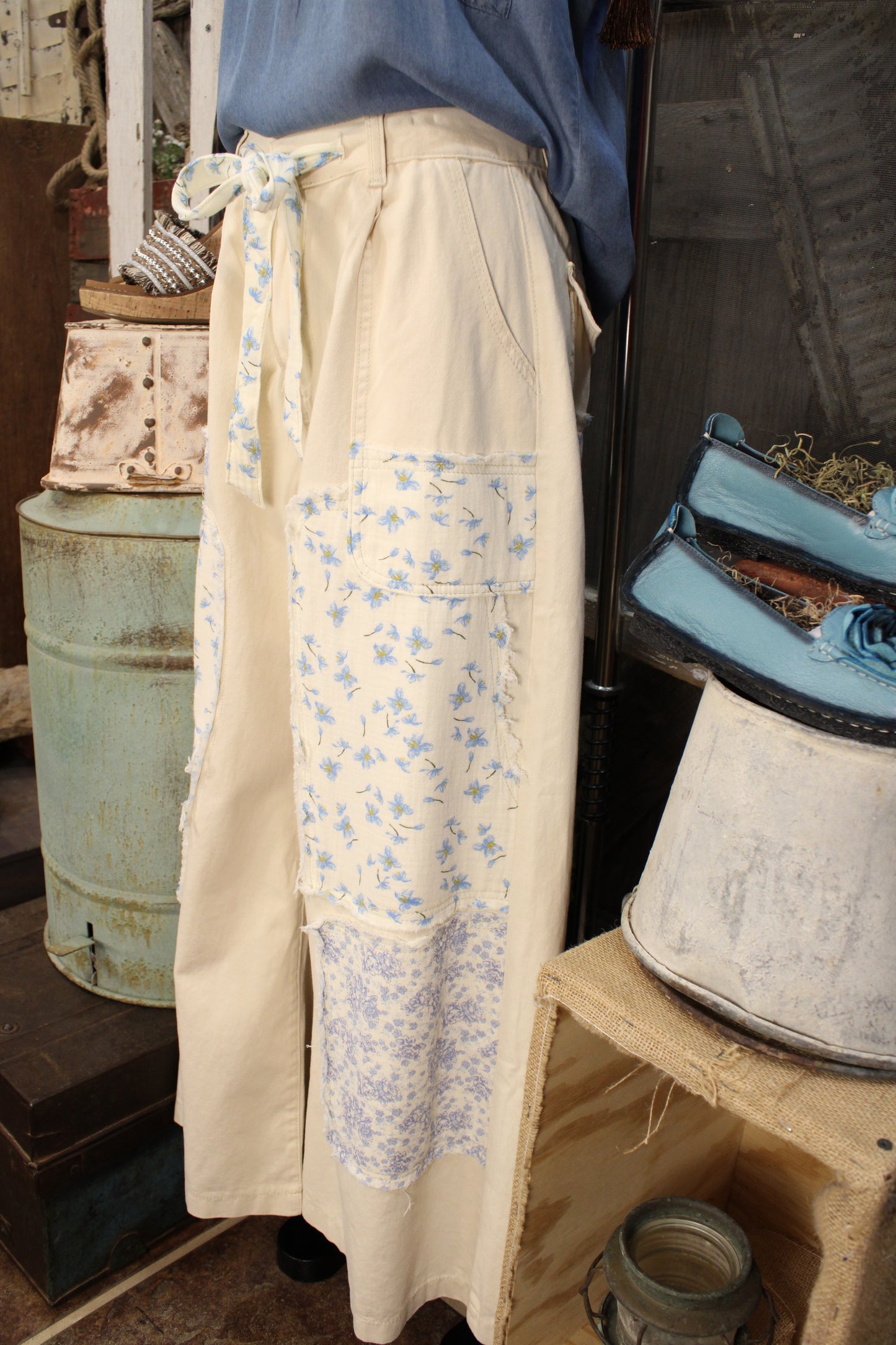 Worn Petals Patch Pants
