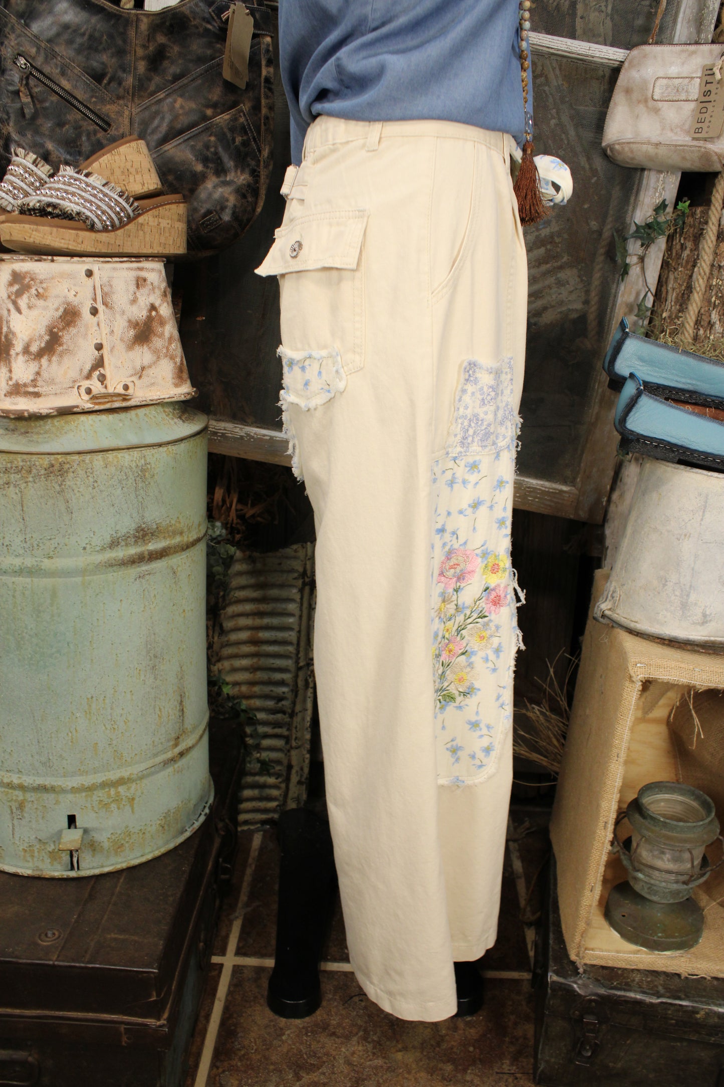 Worn Petals Patch Pants
