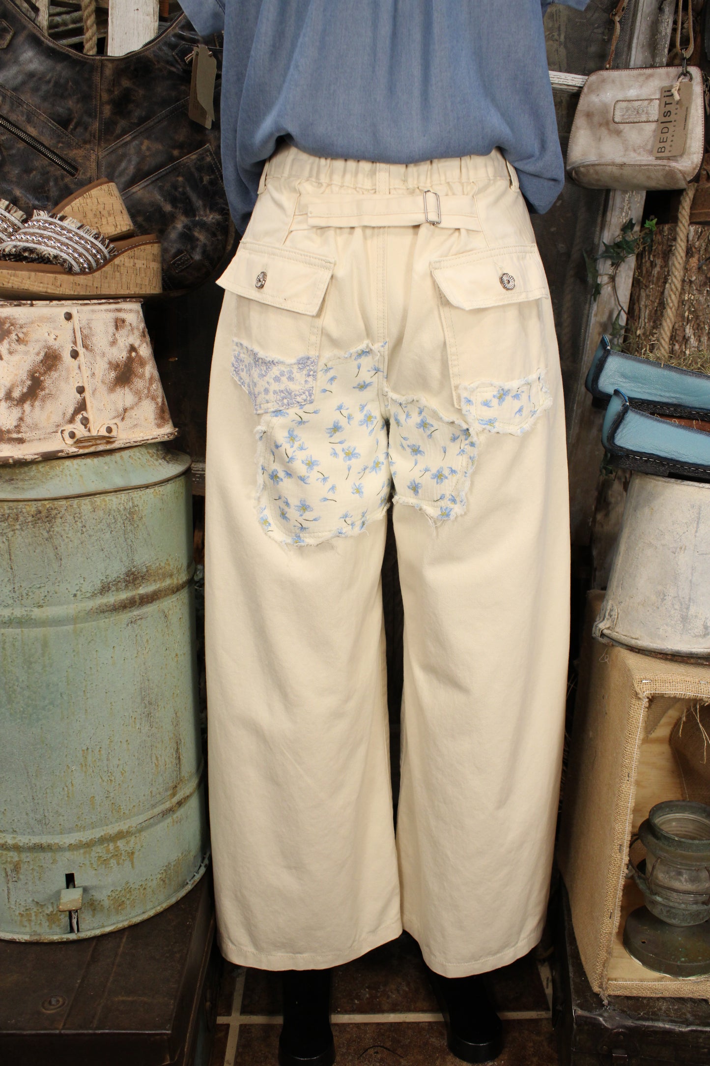 Worn Petals Patch Pants