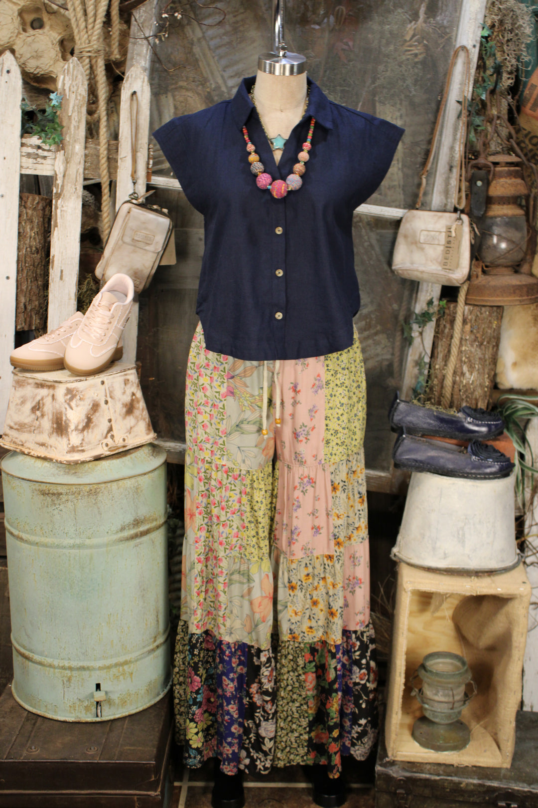 Patchwork Meadow Olive Pants