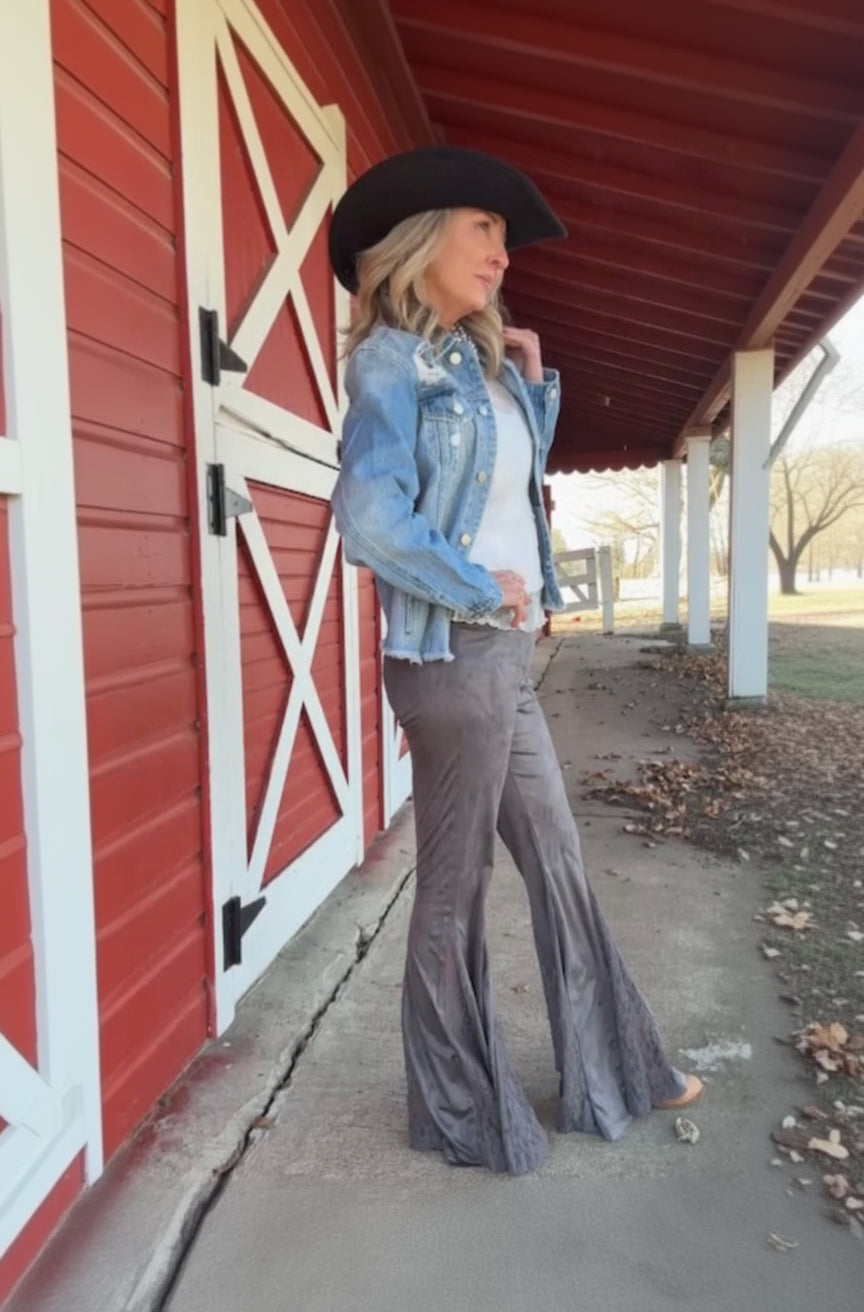 Smoky Lace Charcoal Flare Pants