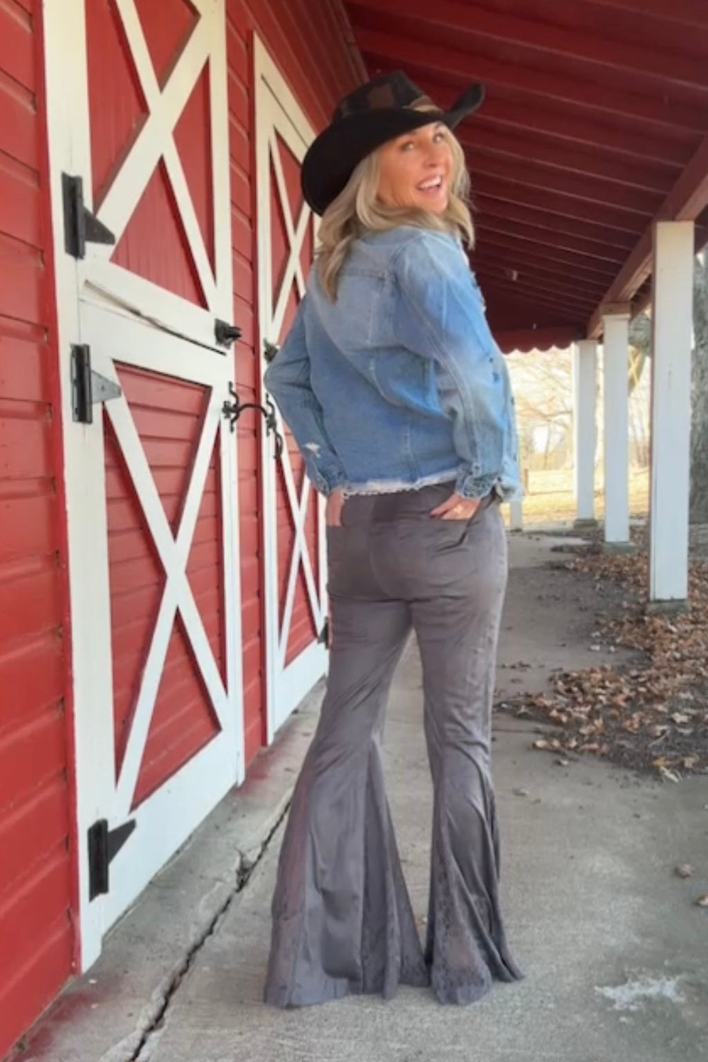 Smoky Lace Charcoal Flare Pants