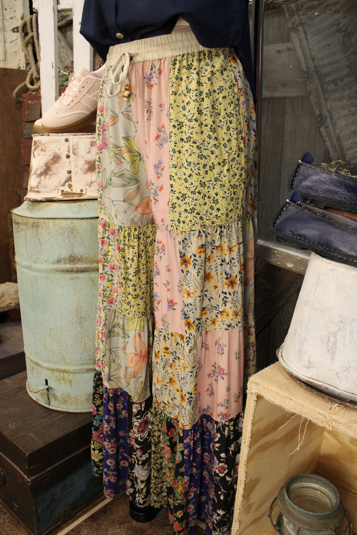 Patchwork Meadow Olive Pants
