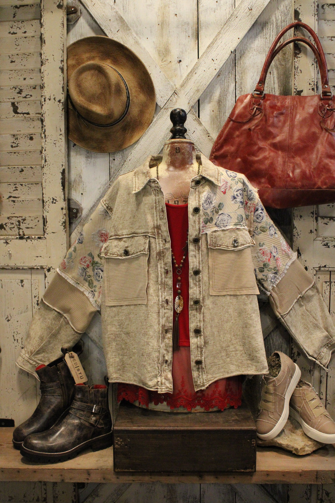 Miss Sparkling |Floral Zip-Up Contrast Collared Jacket