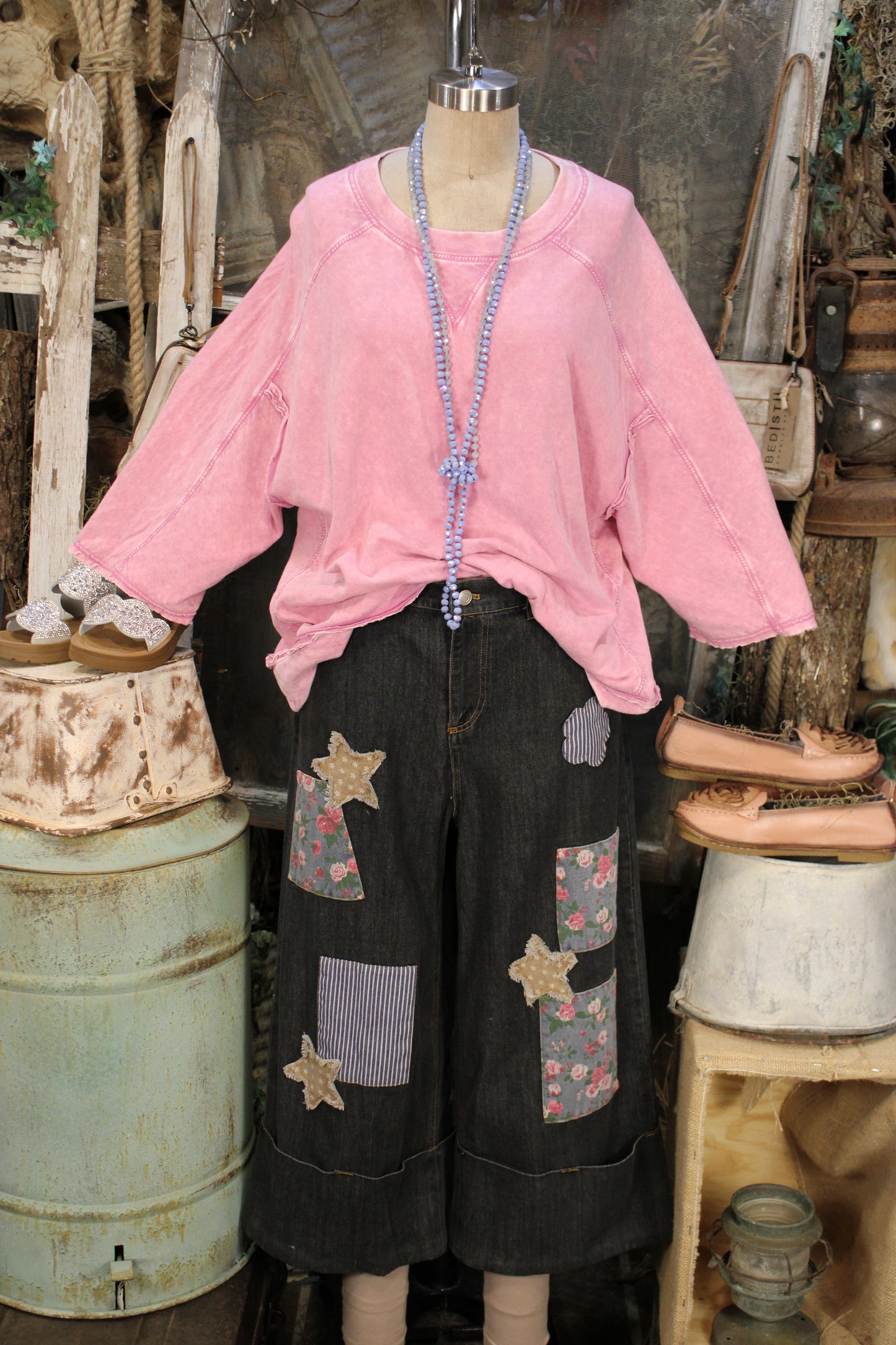 Rose Patch Crop Jeans