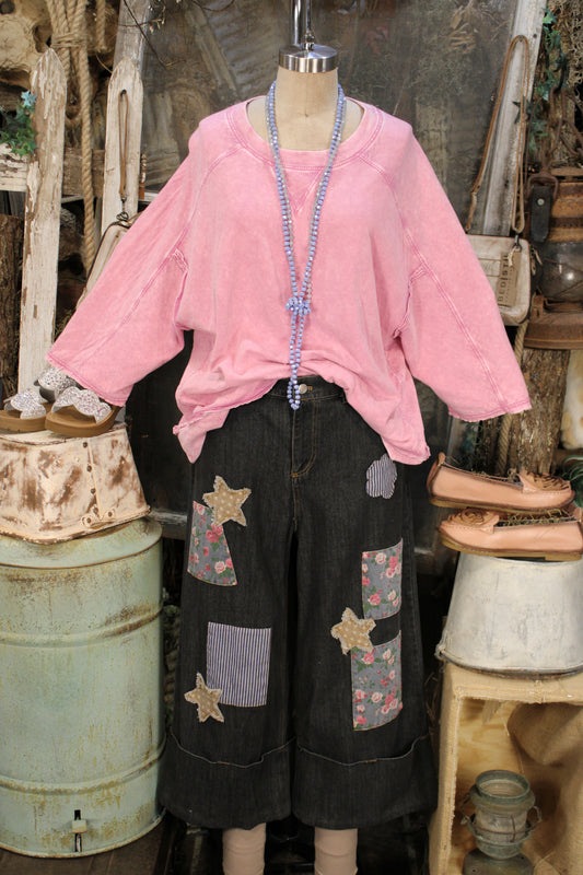 Rose Patch Crop Jeans