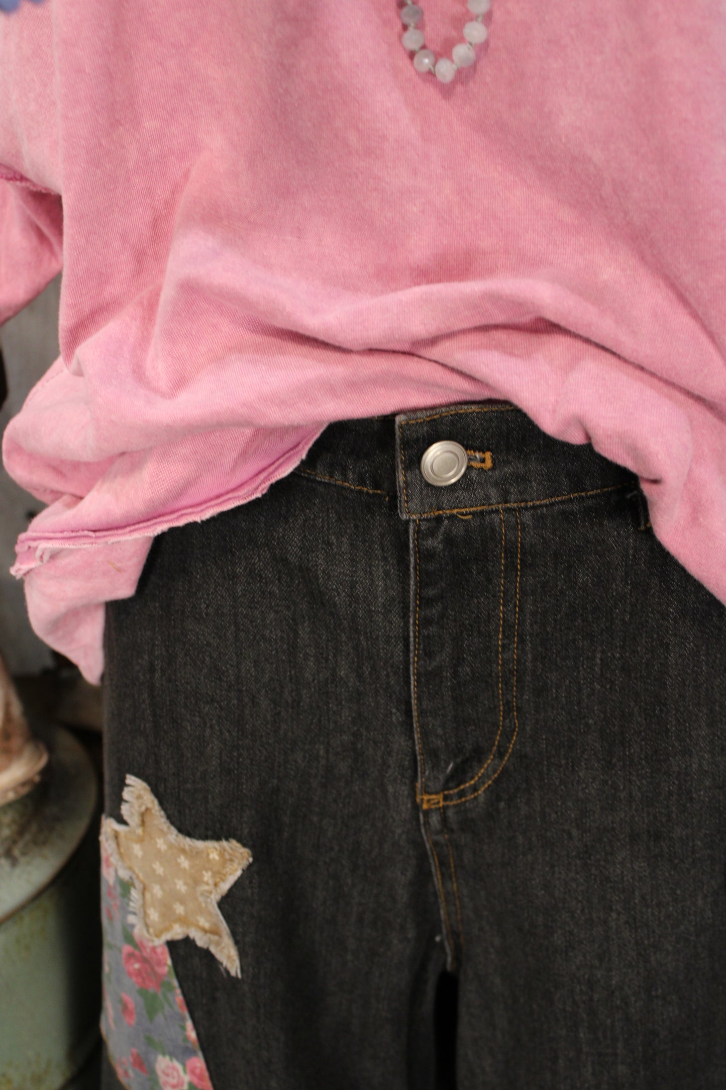 Rose Patch Crop Jeans