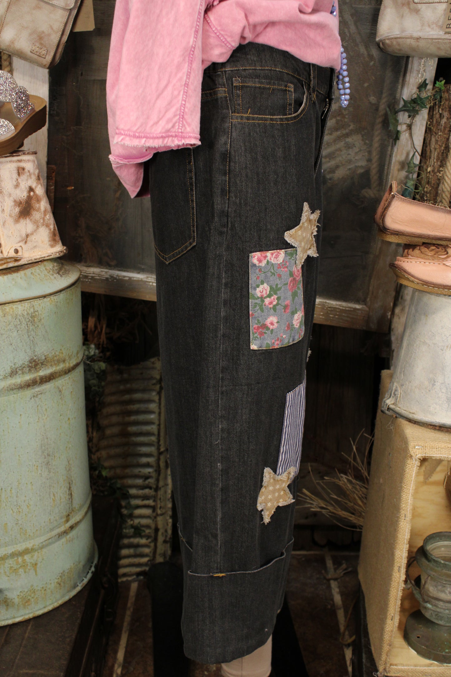 Rose Patch Crop Jeans
