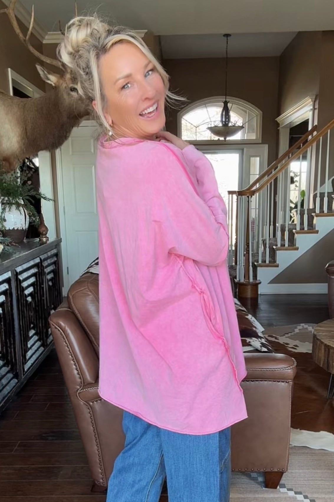 Pink Stardust Fringe Top